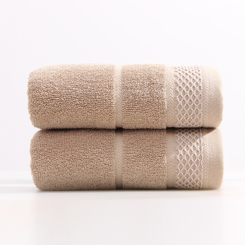 2PC 100% Cotton Face Towel Strong Absorbent Towel Hair Multifunctional Adults Baby Hand Towel for Bathroom Hand Towels: Khaki