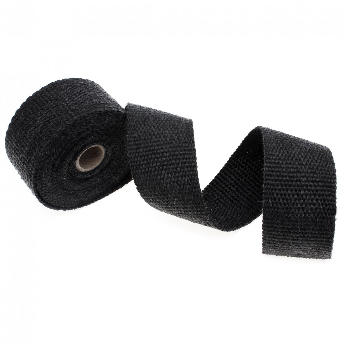 Musta 2 " 16.5ft rulla lasikuitu pakoputken lämpökääre nauha  + 4 sidesarja