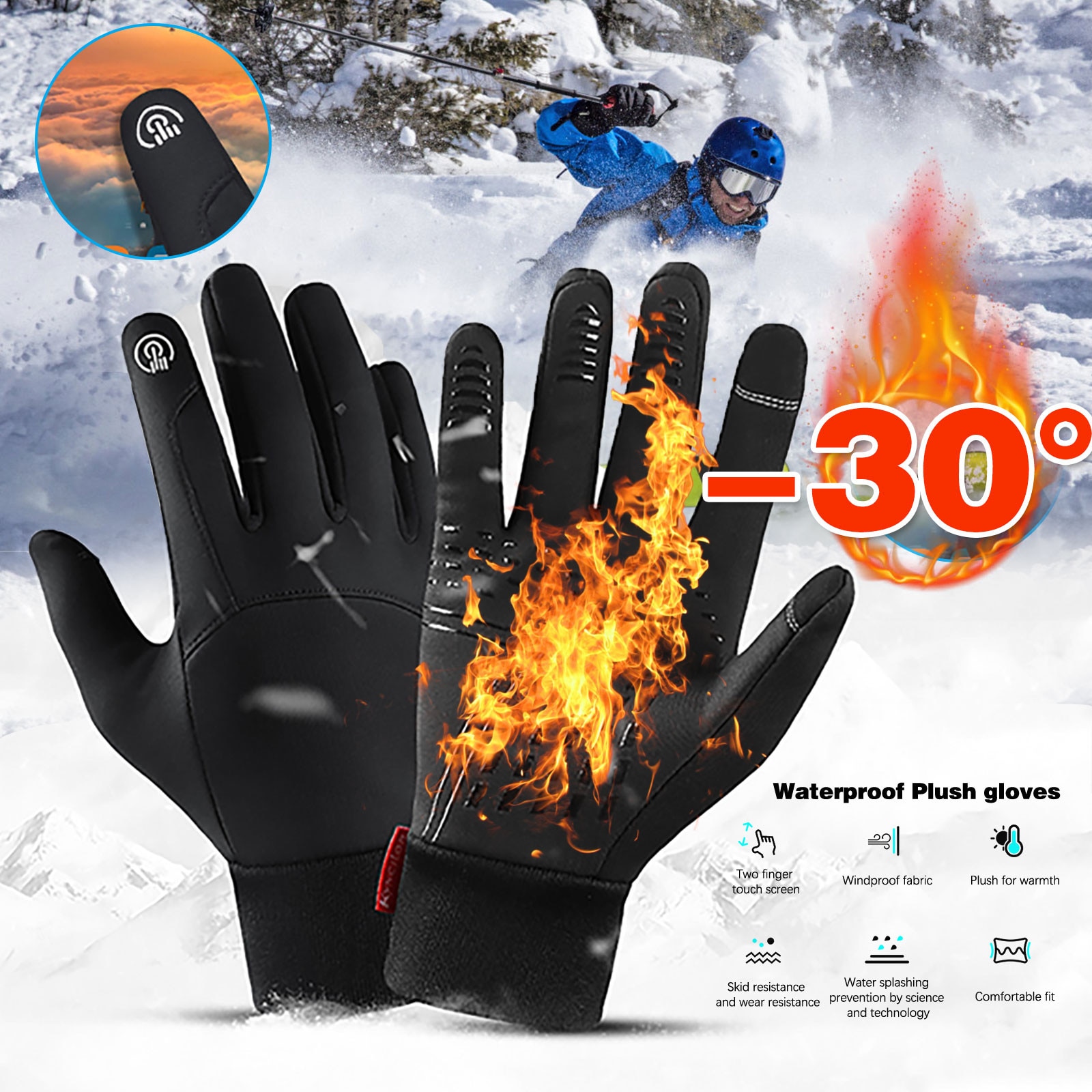 Waterdichte Winter Warme Handschoenen Sneeuw Ski Handschoenen Snowboard Handschoenen Motorrijden Outdoor Winter Sport Touchscreen Handschoenen 1009