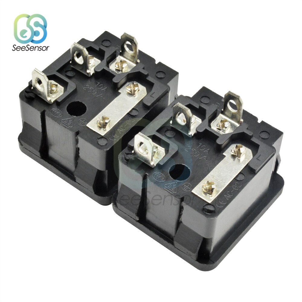 10A 250VAC 3 Pin AC-02 conector de entrada de AC-03 enchufe de alimentación portafusibles conector macho