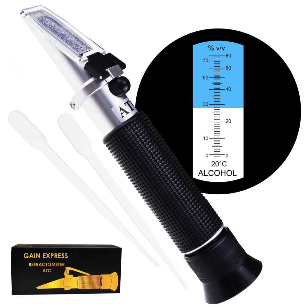 Alcohol Refractometer Met Atc 0 ~ 80% Vol Volume, Voor Gedestilleerd Dranken Wijnmakers Homebrew Concentratie Tester