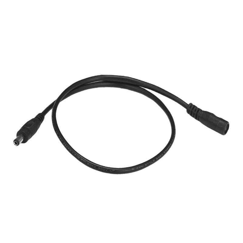 12V DC Power Extended Cable 1m/2m/3 /5m For Lamp Camera Black Male To Female PVC Material 5.5*2.1mm