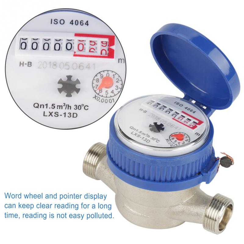 15mm 12 inch Cold Water Meter Water Measuring Meter with Fittings for Garden Home Usage