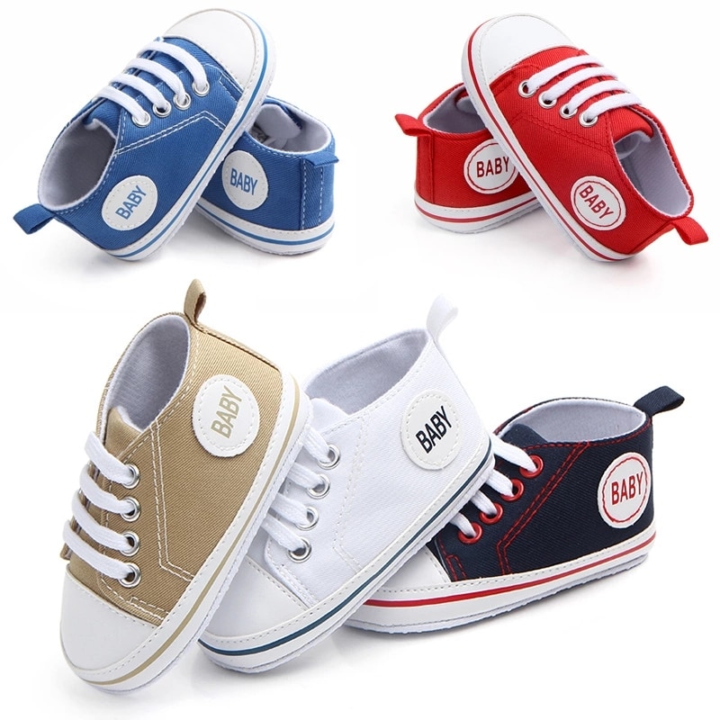 Free Sample Casual Canvas Shoes Soft Sole 0-2 Years Kids Infant Prewalker Toddler Baby Boy Shoes