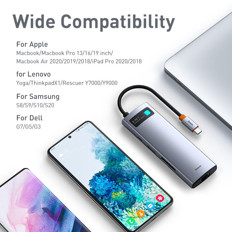 Baseus Docking Station HUB Typ C zu HDMI-kompatibel USB 3,0 Adapter 8 in 1 Dock für MacBook Pro luft USB C Splitter