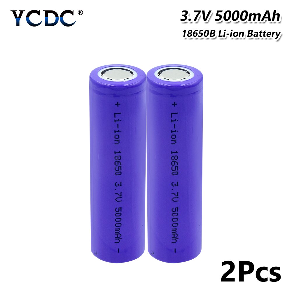 18650 batteri 3.7v 5000 mah hög-urladdning litiumjon litium li-polymer uppladdningsbar batteri batteri för led ficklampa fackla: 2 st