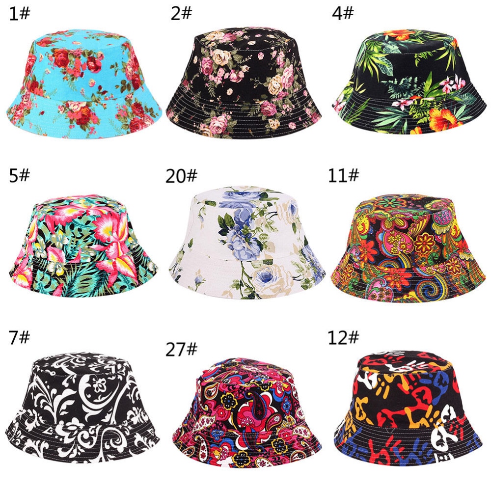 Summer Floral Sun Hat Bucket Funny Summer Novelty Beach Outdoor Cap Fishing Hats Sun Protetion for Men Women