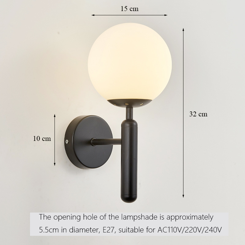 Moderne væglampe i glas, skandinavisk, stavlampe, sengelampe, læselampe, rund, applikationslampe, nordisk led-væglampe  e27 stk.: Blå