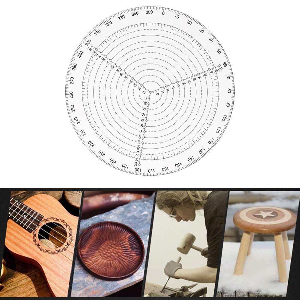 20CM Center Finder High-precision Acrylic Round Compass Woodworking Turning Centering Ruler for Wood Lathe Processing