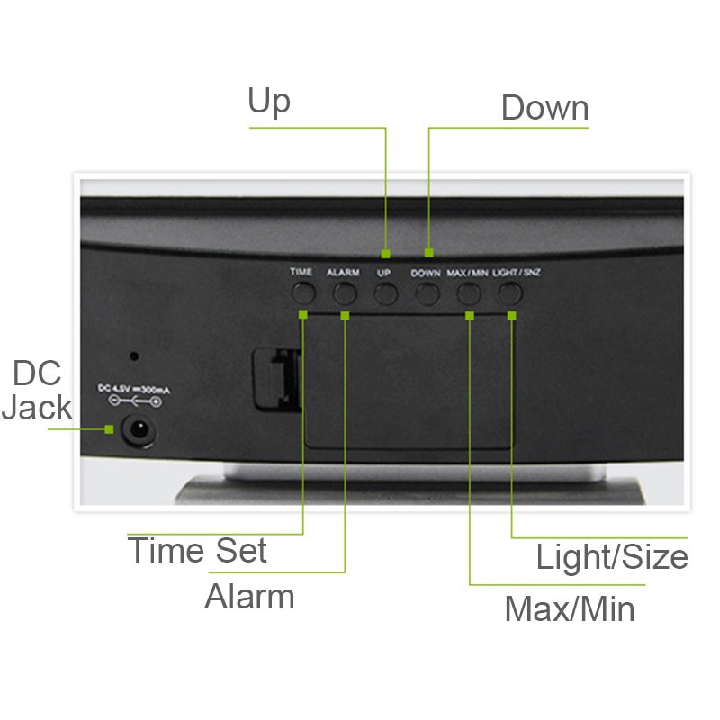 Hem digital lcd storskärm ledd display elektronisk arm klocka skrivbord temperatur fuktighet klocka elektroniskt batteri