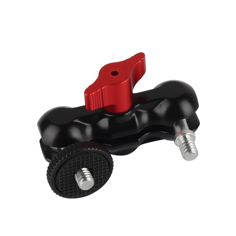 Multifunctional Ball Head Mount Mini Dual Ball Head Clamp with 1/4 Screw for DSLR Camera Monitor LED Light Flash Light Bracket