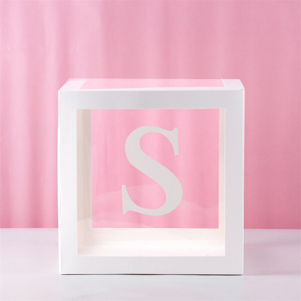 Alphabet transparent Verpackung Kasten Hochzeit Ballon Kasten Plastik Ballon Kasten Geburtstag Hochzeit Party Dekor Buchstabe Würfel transparent: S