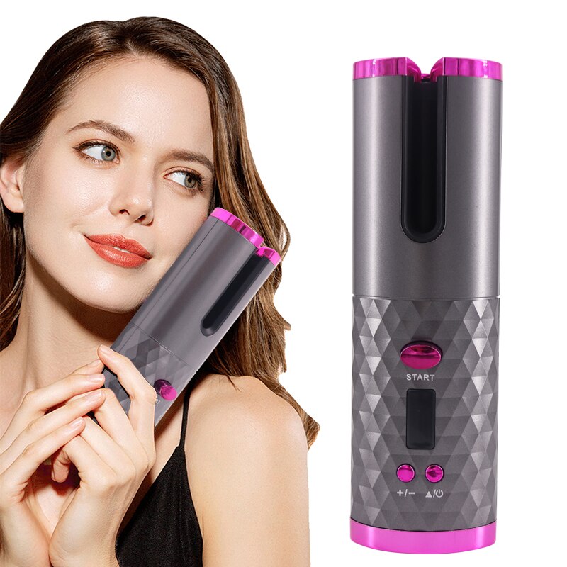 Hair Curler Wireless USB Curling Iron Automatic Rotating Rechargeable Airwrap Hairstyler LED Air Wrap Styler Curlers for Hair
