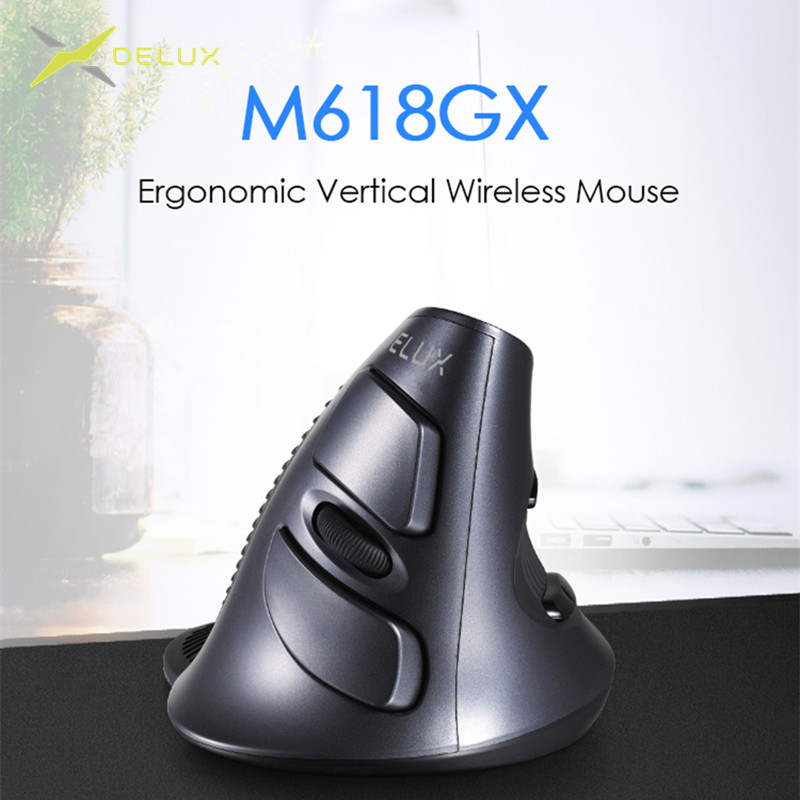 Delux M618 GX Ergonomische Vertikale Drahtlose Maus 6 Tasten 1600DPI Optische Mäbenutzen Mit Für PC Laptop