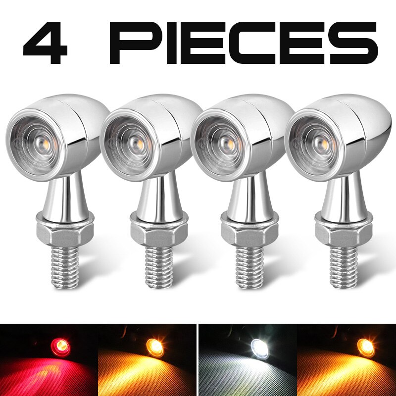 Mini Blinker Light Motorcycle Turn Signal Lights Chrome Black Yellow Red White Rear Indicator Light for Honda Yamaha Suzuki: 4pcs