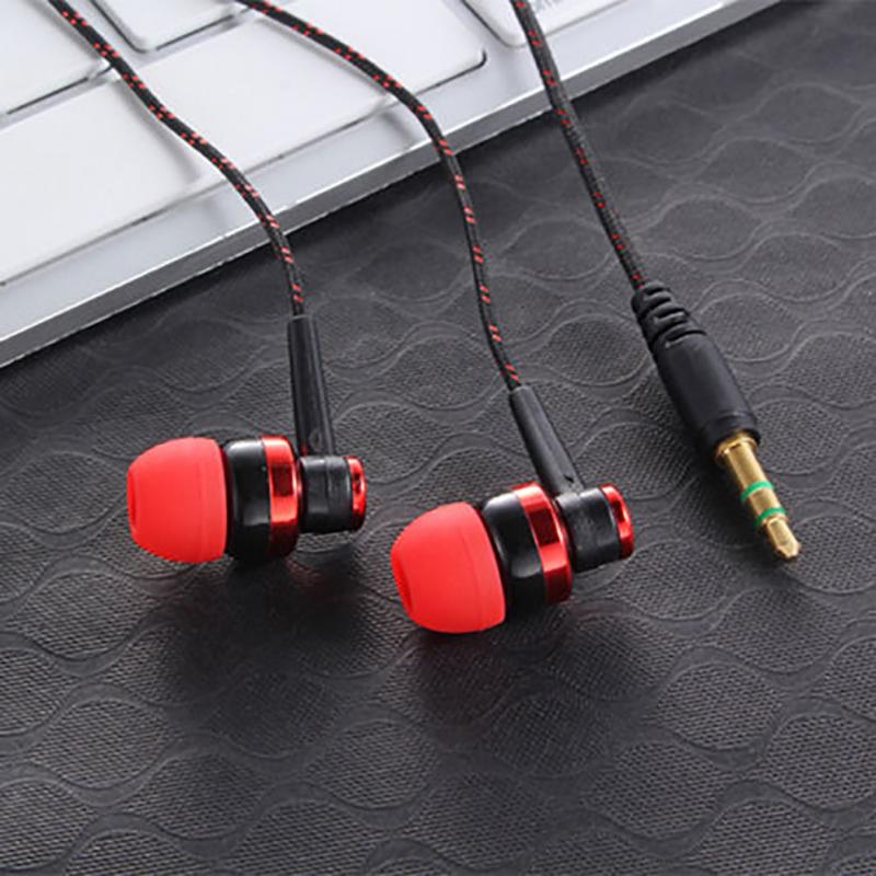 Wired Earphone Brand Stereo In-Ear 3.5mm Nylon Weave Cable Earphone Headset With Mic For Laptop Smartphone