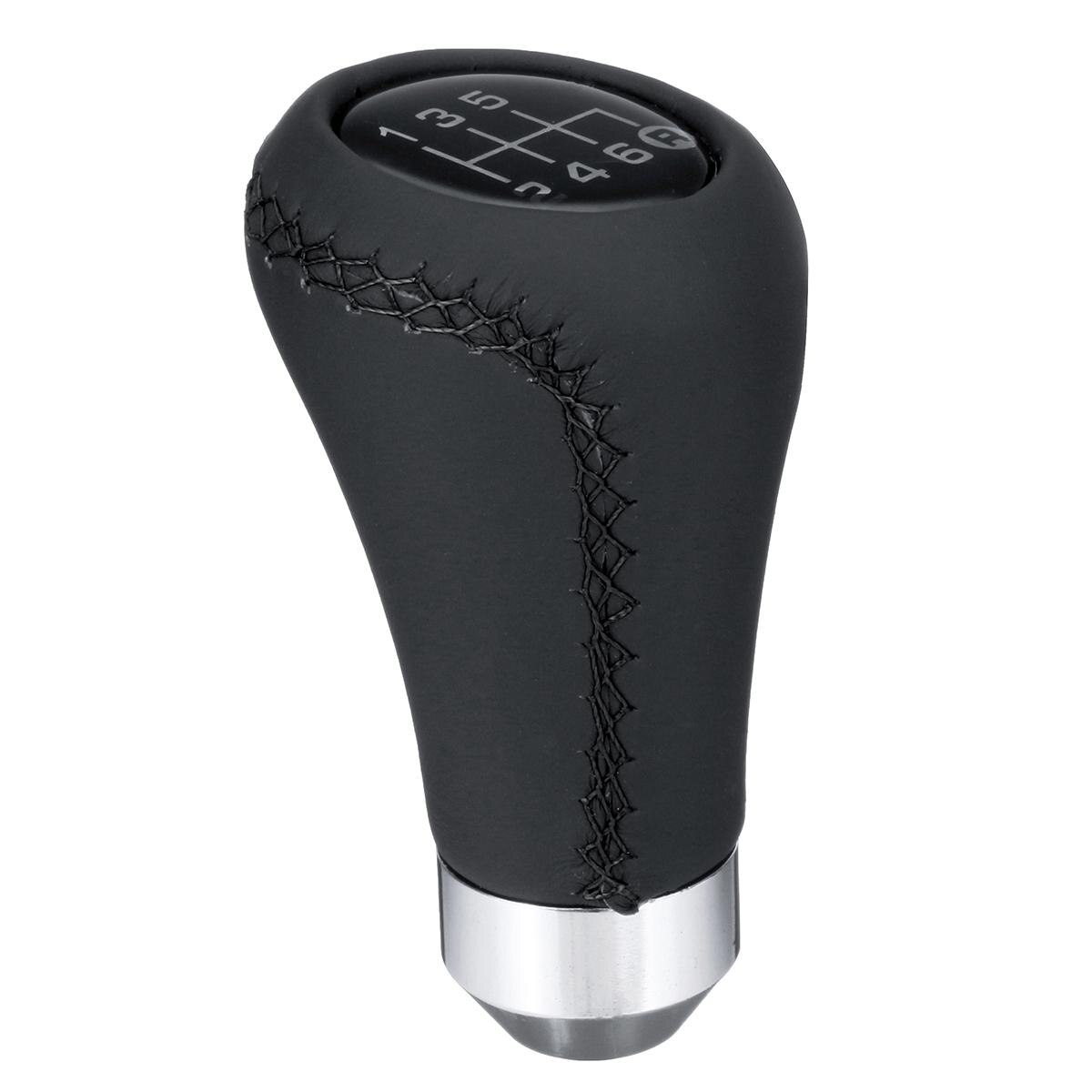 Universal Car Gear Shift Knob Head 6 Speed Manual Shifter Lever Stick Red Black Stitche PU Leather