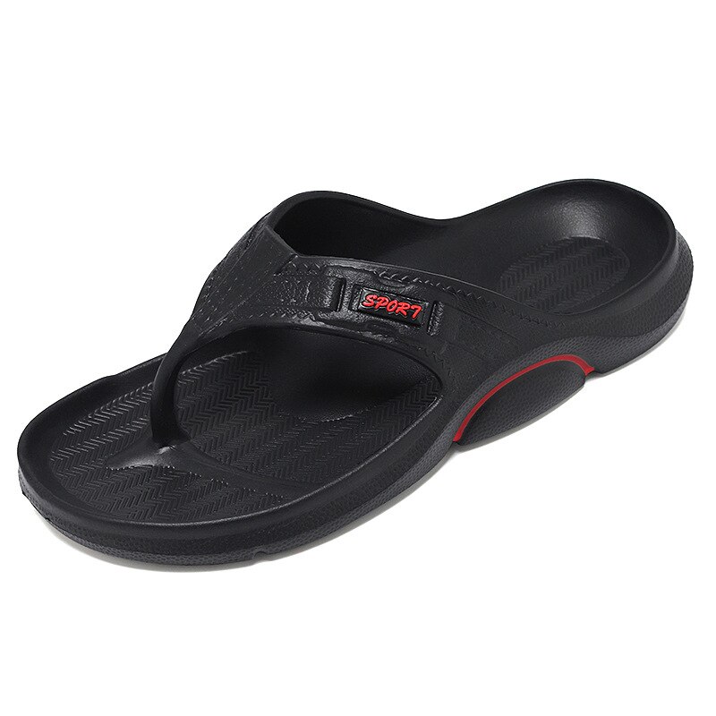 Men Summer Slippers Non-slip Beach Shower Soft Sole Male Ladies Boys Flip Flops Bathroom Shoes EVA Lightweight Sandals: Black / 44