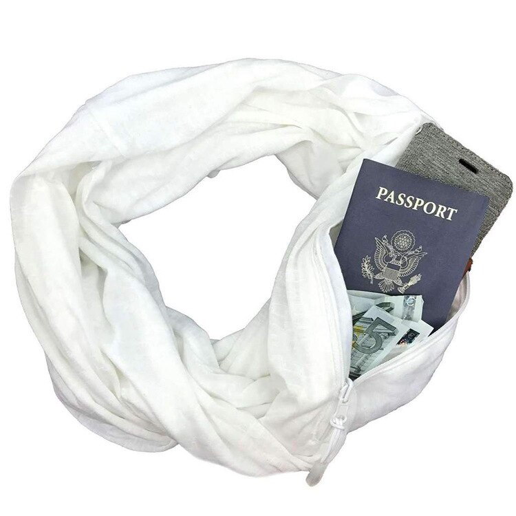 Convertible Infinity Sjaal met Pocket Reis Infinity Sjaal All-Match Mode Vrouwen Sjaals Effen Soft Pocket Loop Sjaal