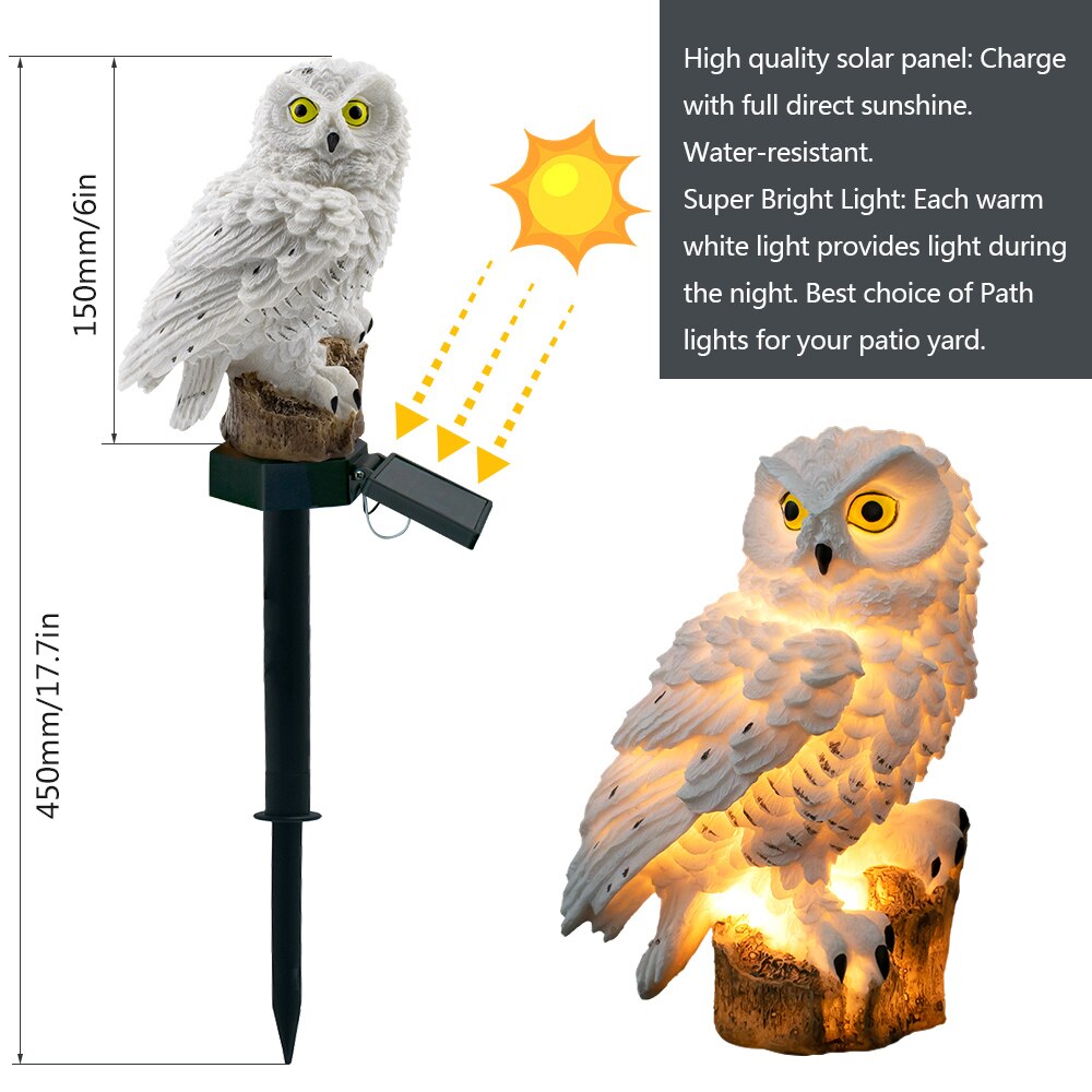 solar power led garden light outdoor Waterproof energy panel lamp luz solar Owl lighting Path Yard decoration for