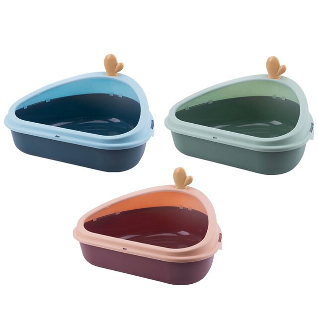 Bac à litière Semi-fermé pour chat, Anti-projection, toilette pour animaux de compagnie, bassin propre d'intérieur, bac à litière en plastique, déodorant pour chiots et chatons: style 1 / 1pc  blue