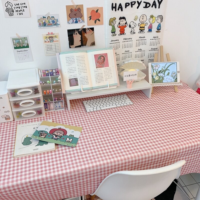 Mantel de mesa de estilo coreano a cuadros para decoración del hogar, tela rectangular a prueba de polvo, a cuadros, Simple