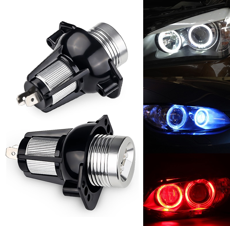2 st bil angel eyes halo ringljus canbus 6w 12v vita röda blå angel eyes strålkastare för bmw  e90 e91 3 serie 325i 328i 335i