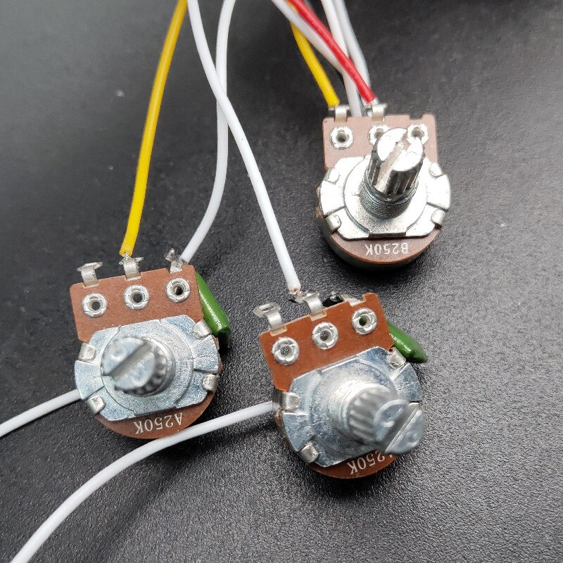 Arnés de cableado eléctrico para guitarra con cable interruptor de 5 vías 2T1V SSS Pickup para guitarra eléctrica ST negro-blanco