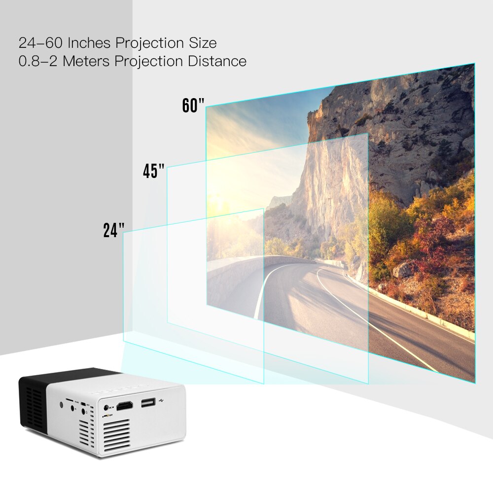 Aibecy YG300 Mini Portable LEDProjector Support 1080P 3D Visual Effects 800 Lumens Multimedia Video Movie Projector Home Theater