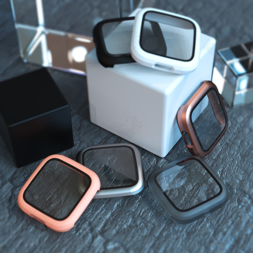 Matte Case + Screen Protector Voor Fitbit Versa 2 Smart Horloge Beschermhoes Met Gehard Glas Bescherming Shell Fitbit Versa2