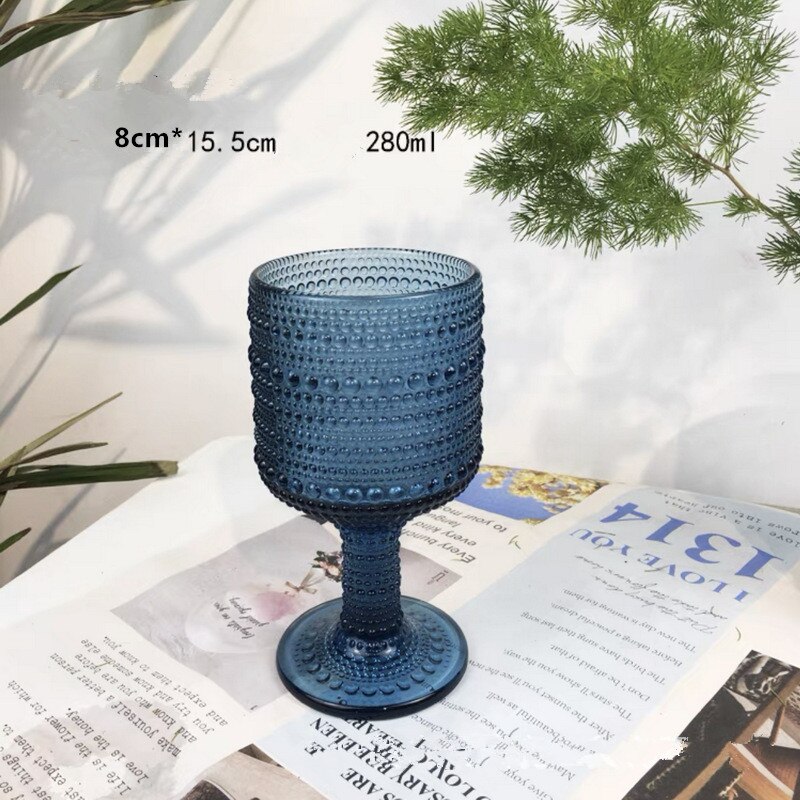 Taganov Blue Water Goblets Glassware Vintage Wine Glasses Set Of 6 Stem Glasses Drinking Stemware 12 Ounces For Wedding Party Bar Twill Pattern 350 Ml - View #9