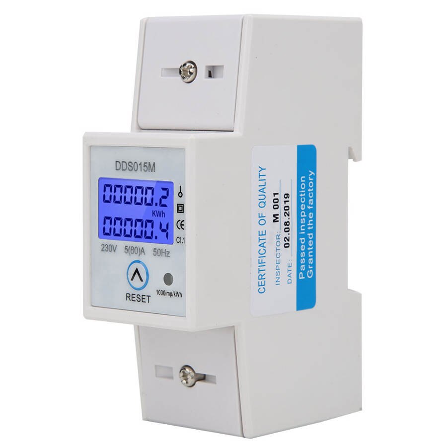 230v dds 015m energiwatt timetæller digitalt display enkeltfaset kan nulstilles elektrisk strømmåler 35mm din-skinnemontering