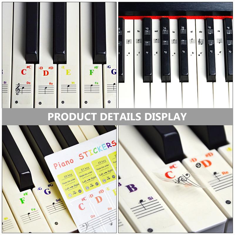 6pcs Piano Keyboard Stickers Key Electronic Keyboard Key Sticker Decal