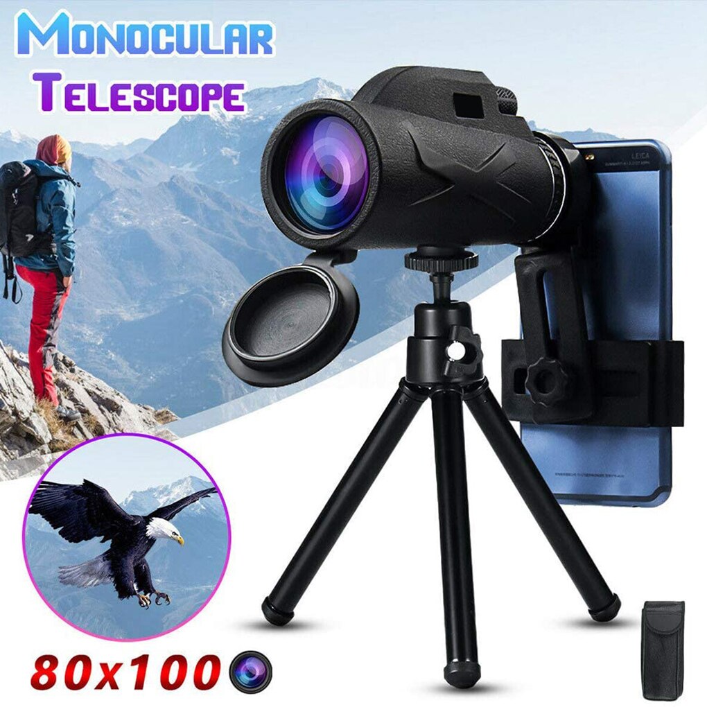Spotting Telescope Monocular Outdoor Birdwatching Telescope Phone Camera High Definition Night View 80X100 Magnification