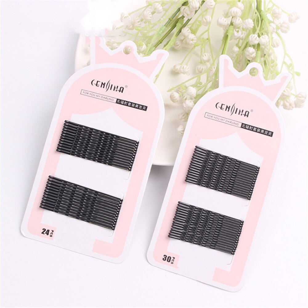 Pinzas para el cabello ondulado y rizado, Clips para el pelo de aleación negro, 6cm, ondulados, invisibles, 30 Uds.