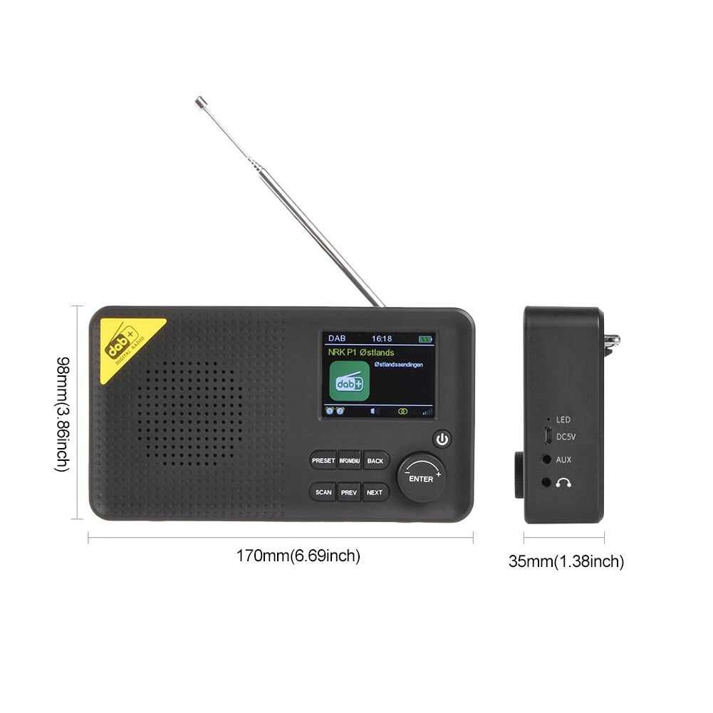Draagbare Digitale Thuis Radio Met Bluetooth, Dab/Dab + En Fm Ontvanger, Lichtgewicht En Oplaadbare,