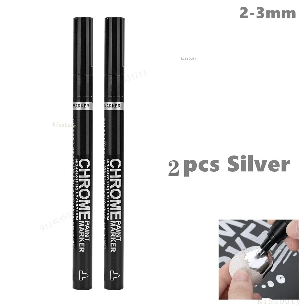 Rotulador de espejo cromado, rotuladores de pintura reflectantes DIY de 2mm, marcadores de espejo, marcador de plata cromado, arte de estilo de coche, 3/2/1 Uds.: Rojo