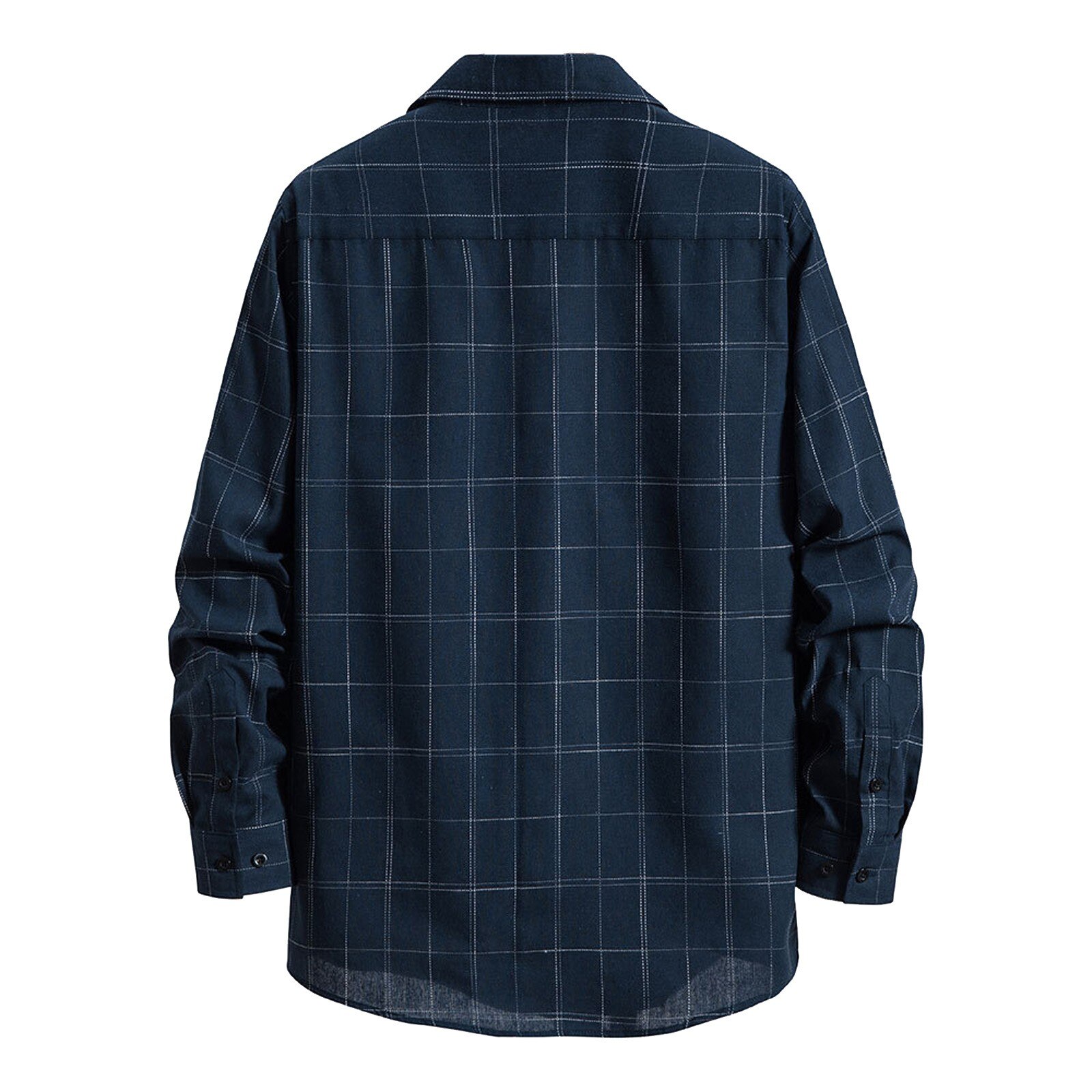 Camisa informal a cuadros para hombre, abrigo Vintage de manga larga con botones y cuello de solapa, con bolsillo, ropa de calle Retro, para otoño