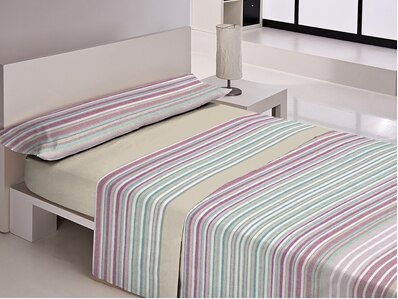 Juego de sábanas 50% ALGODON color verde o morado - Javier-Larrainzar - mod. LAZA - cama de 90, 105, 135, 150, 160, 180: Morado / Cama 150
