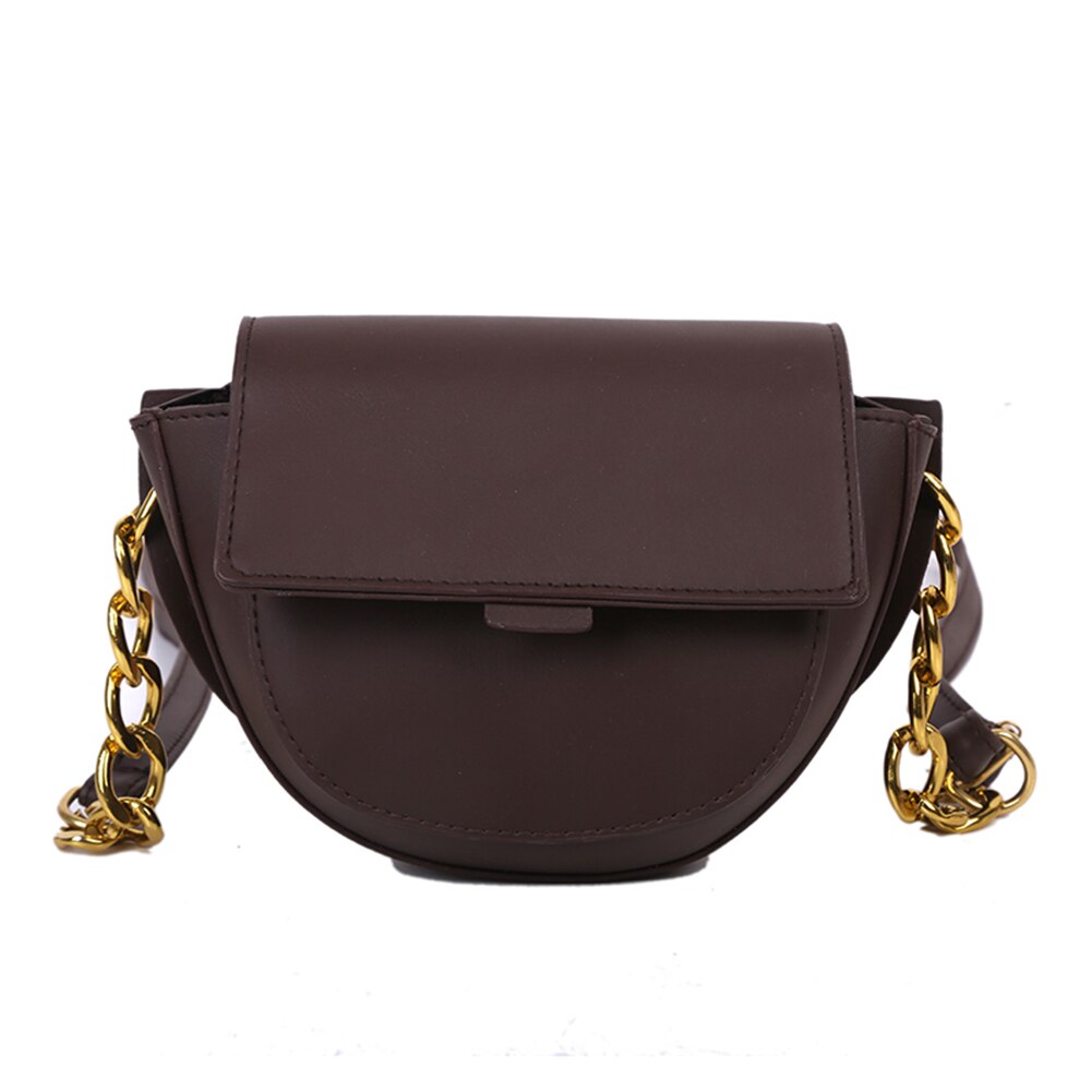 Zadel schoudertas dames pu crossbody handtassen dames ketting schoudertas dames stevige kleine portemonnee: Donkerbruin