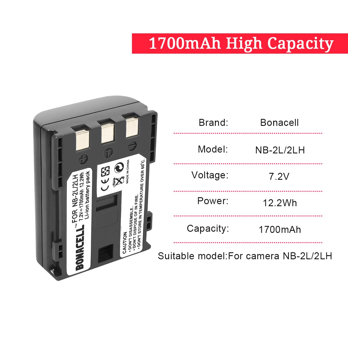 NB-2L Battery+Charger for Canon NB-2L NB-2LH BP-2L5 BP-2LH DC301 DC310 DC320 DC330 DC410 DC420 Elura 40 50 60 65 70 80 85 90 Z50