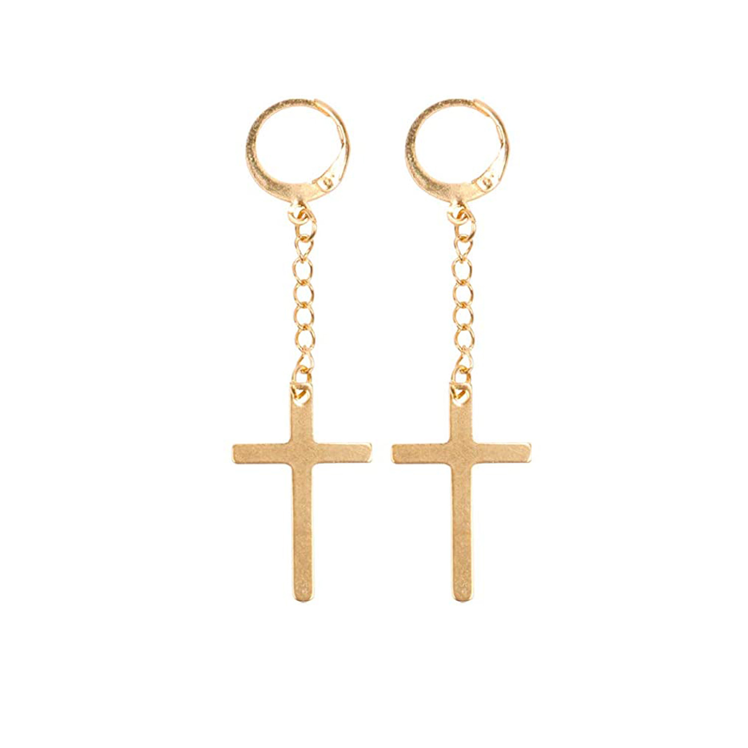 WKOUD-pendientes de aro con forma de cruz para hombre y mujer, joyería colgante, Color dorado, minimalista, delicado: Verde del ejército de Zinc