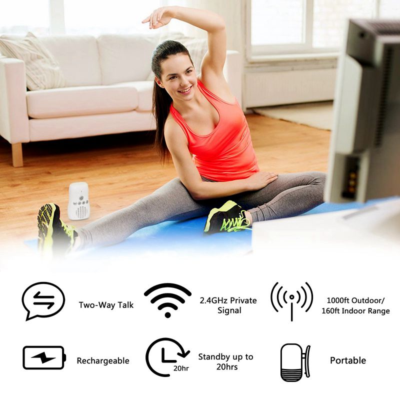 2.4Ghz Draadloze Babyfoon Kleine Draagbare Audio Babyfoon Twee-weg Audio Functie Intercom Oplaadbare Batterij