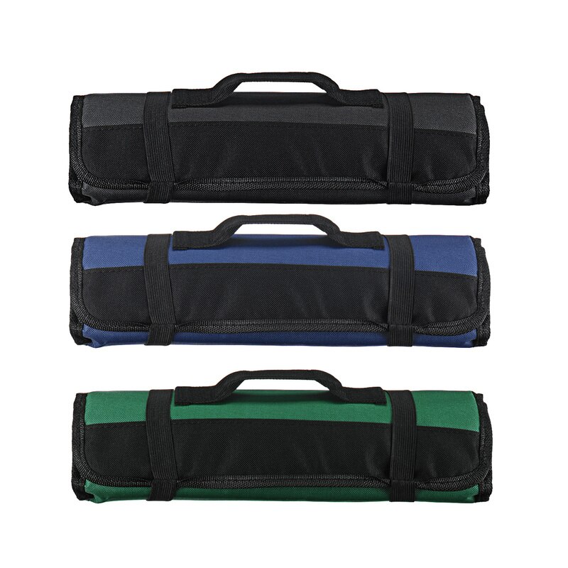 Sac à couteaux en rouleau portable avec 22 poches, pour chef cuisinier,sacoche de cuisine durable pour le rangement, disponible en 4 couleurs au choix, noire, bleue et verte