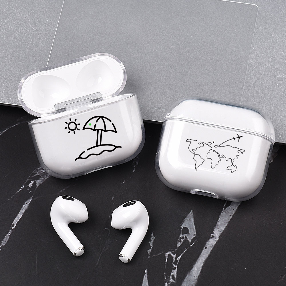 Bonito mapa de viagem do mundo caso de fones de ouvido para apple airpods 4 4th 3rd 3 2 2nd 1 escudo airpods pro macio transparente fone de ouvido capa