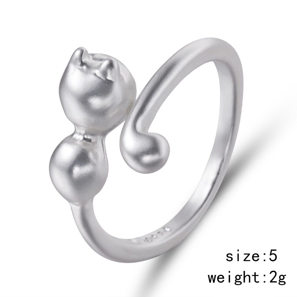 Rinhoo cat ring matt kattunge katt wrap ring öppen manschett djur finger ring för ung flicka kvinnor justerbar ring