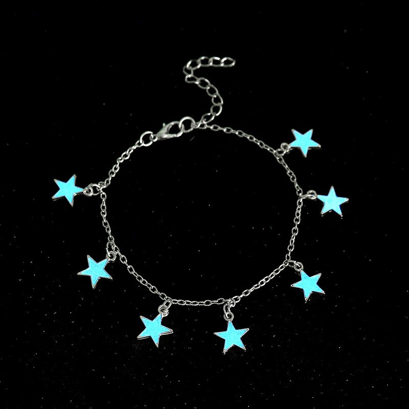 Vintage Lichtgevende Strand Enkelband Foot Chain Shell Hard Sieraden Charmante Glow In The Dark Hart Enkelbandje: LB065-2