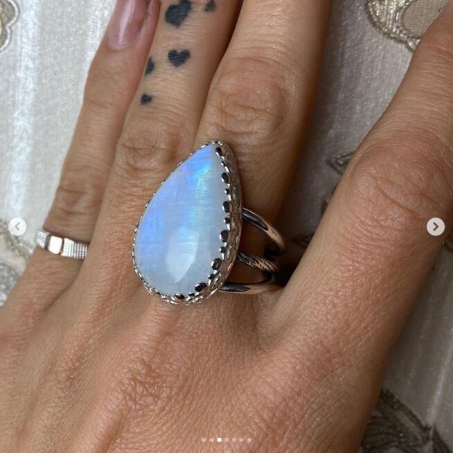 Klassieke blauwe kleuren peervormige opaal ring edelstenen maat 7-12 dames statement sieraden feest: 10