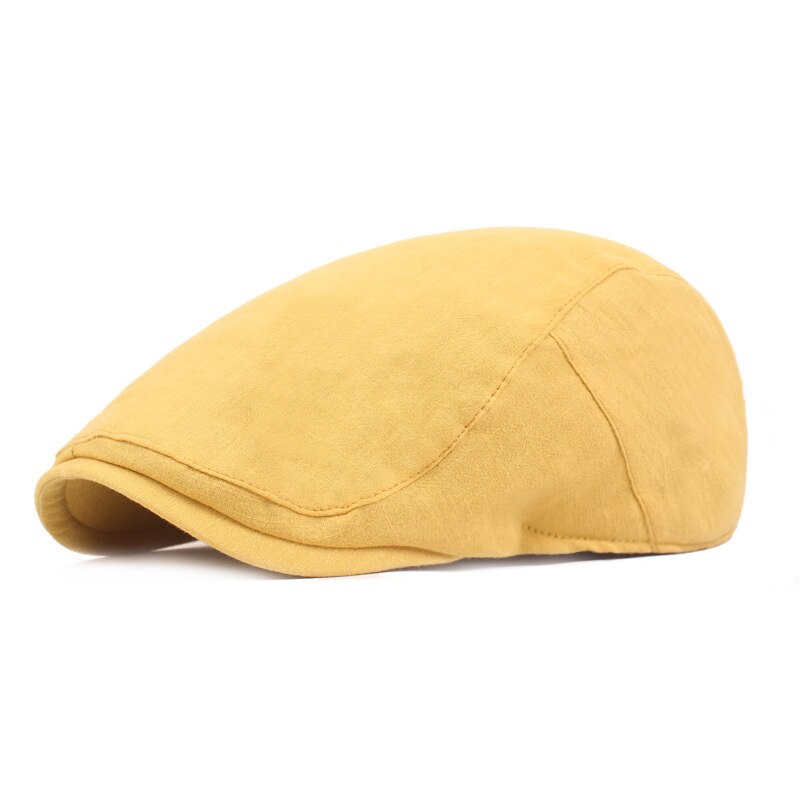 Peaky Blinders-boina clásica de verano para mujer, gorro deportivo francés, color amarillo sólido, plano, para otoño: yellow