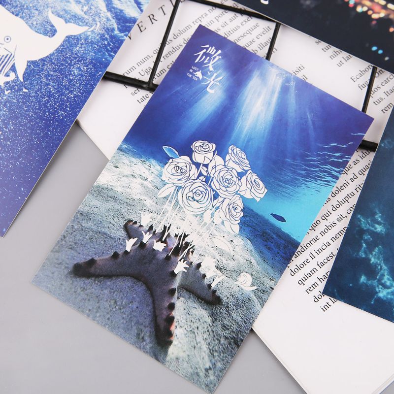 30 sztuk w stylu klasyczny połyskująca pocztówka świecące w ciemności ocean kartkę z życzeniami widokówka nowość Boże Narodzenie kartki z życzeniami prezent
